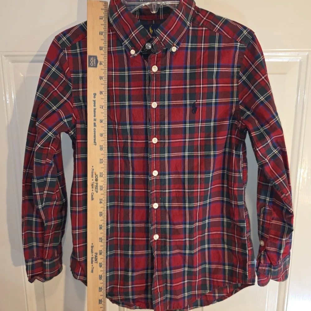 Ralph Lauren Boys Size 8 Tartan Plaid Holiday Christmas Button Down Long-sleeved